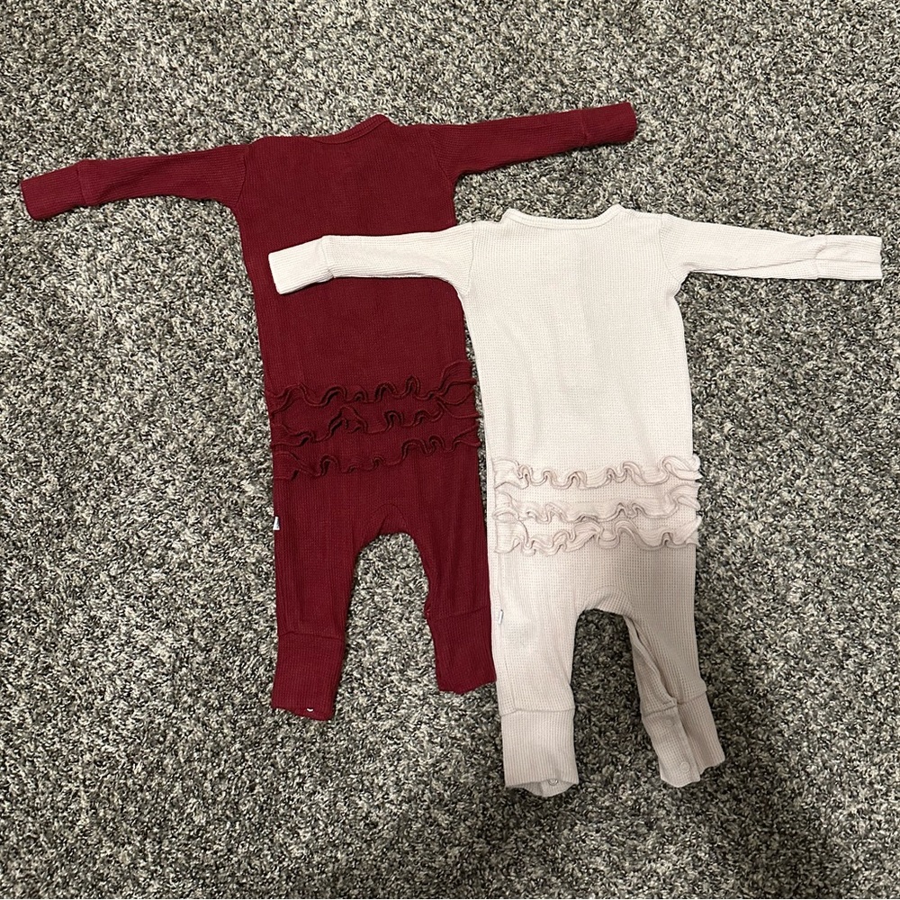 Posh Peanut Waffle Ruffled Romper - Bundle of 2